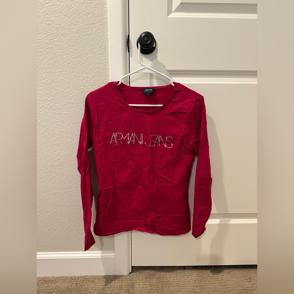 Armani Jeans Red Long Sleeve Tee